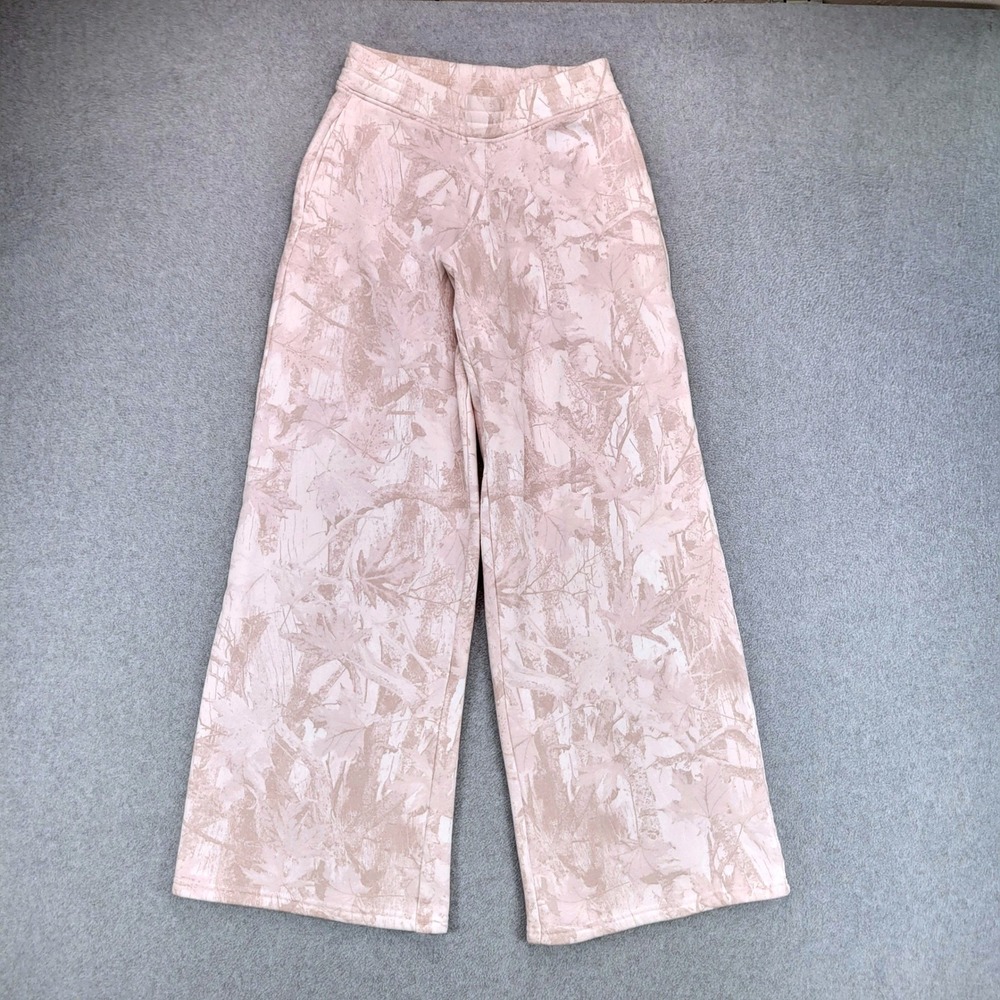Hollister Wide Leg Sweatpants Womens XXS Pink Camo Leaf Print Fleece